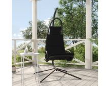 vidaXL Garden Swing Chair with Cushion Black Oxford Fabric and Steel