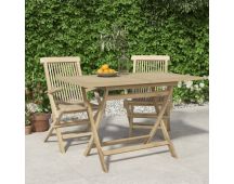 vidaXL Folding Garden Table Grey 120x70x75 cm Solid Wood Teak