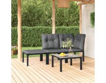 vidaXL 4 Piece Garden Lounge Set Black and Grey Poly Rattan