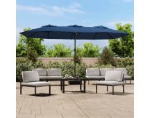 vidaXL Double-Head Parasol with LEDs Azure Blue 449x245 cm