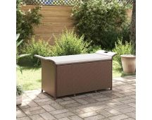 vidaXL Garden Bench with Cushion Brown 116x46x57 cm Poly Rattan