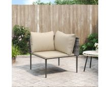 vidaXL Garden Corner Sofa with Cushions Grey Poly Rattan