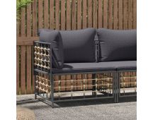 vidaXL Garden Corner Sofa with Dark Grey Cushions Poly Rattan