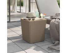 vidaXL Garden Table with Removable Lid Light Brown Polypropylene