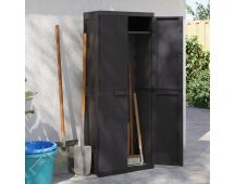 vidaXL Outdoor Storage Cabinet Black 65x37x165 cm PP