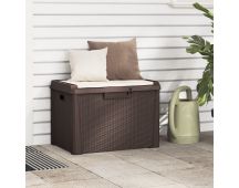 vidaXL Garden Storage Box with Seat Cushion Brown 125 L PP