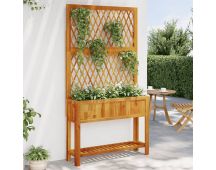 vidaXL Planter with Trellis and Shelf 100x32x185 cm Solid Wood Acacia