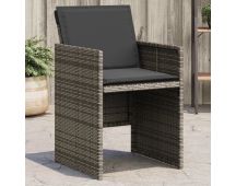 vidaXL Garden Chairs with Cushions 4 pcs Grey Poly Rattan