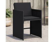 vidaXL Garden Chairs with Cushions 4 pcs Black Poly Rattan