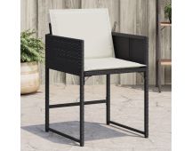 vidaXL Garden Chairs with Cushions 4 pcs Black Poly Rattan