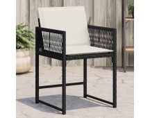 vidaXL Garden Chairs with Cushions 4 pcs Black Poly Rattan