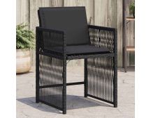 vidaXL Garden Chairs with Cushions 4 pcs Black Poly Rattan