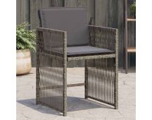 vidaXL Garden Chairs with Cushions 4 pcs Grey Poly Rattan