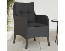 vidaXL Garden Chairs with Cushions 2 pcs Black Poly Rattan