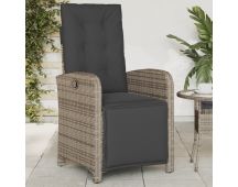 vidaXL Reclining Garden Chair with Footrest Grey Poly Rattan