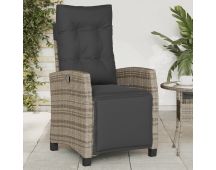 vidaXL Reclining Garden Chair with Footrest Grey Poly Rattan