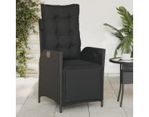 vidaXL Reclining Garden Chair with Footrest Black Poly Rattan