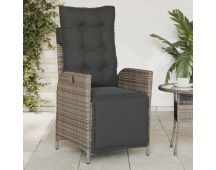 vidaXL Reclining Garden Chair with Footrest Grey Poly Rattan