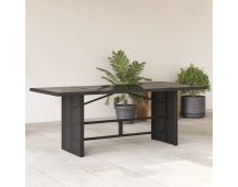 vidaXL Garden Table with Glass Top Black 190x80x74 cm Poly Rattan