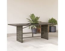 vidaXL Garden Table with Glass Top Grey 190x80x74 cm Poly Rattan