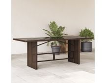 vidaXL Garden Table with Glass Top Brown 190x80x75 cm Poly Rattan