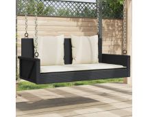 vidaXL Swing Bench with Cushions Black 119x56x48 cm Poly Rattan