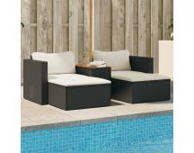 vidaXL 5 Piece Garden Sofa Set with Cushions Black Poly Rattan Acacia