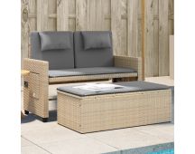 vidaXL Reclining Garden Bench with Cushions Beige Poly Rattan