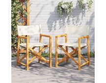 vidaXL Folding Garden Chairs 2 pcsCream White Fabric