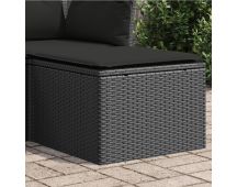 vidaXL Garden Stool with Cushion Black 55x55x37 cm Poly Rattan