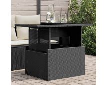 vidaXL Garden Table with Glass Top Black 100x55x73 cm Poly Rattan