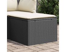 vidaXL Garden Stool with Cushion Black 55x55x37 cm Poly Rattan