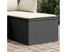 vidaXL Garden Stool with Cushion Black 55x55x37 cm Poly Rattan