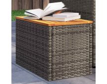 vidaXL Garden Side Tables 2 pcs Grey 55x34x37cm Poly Rattan Solid Wood