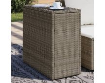 vidaXL Garden Side Table with Glass Top Grey 58x275x55 cm Poly Rattan