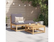 vidaXL 3 Piece Garden Lounge Set with Cushions Solid Wood Acacia