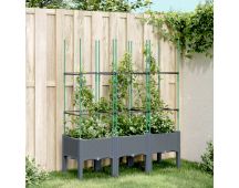 vidaXL Garden Planter with Trellis Grey 120x40x142.5 cm PP