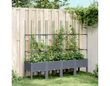 vidaXL Garden Planter with Trellis Grey 160x40x142.5 cm PP