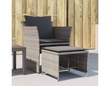 vidaXL Garden Chair with Footstool Grey Poly Rattan