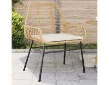 vidaXL Garden Chairs 2 pcs with Cushions Brown Poly Rattan