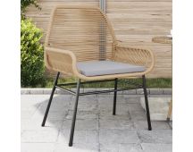 vidaXL Garden Chairs 2 pcs with Cushions Brown Poly Rattan