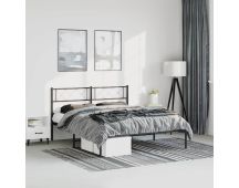 vidaXL Metal Bed Frame with Headboard Black 150x200 cm