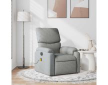 vidaXL Massage Recliner Chair Light Grey Fabric