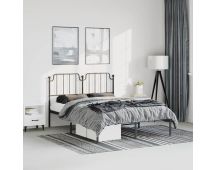 vidaXL Metal Bed Frame with Headboard Black 150x200 cm