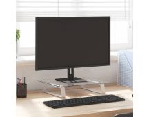 vidaXL Monitor Stand White 40x35x8 cm Tempered Glass and Metal