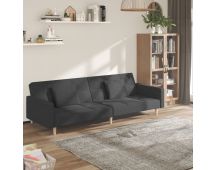 vidaXL 2-Seater Sofa Bed with Two Pillows Dark Grey Fabric