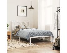 vidaXL Metal Bed Frame with Headboard White 106x203 cm King Single Size