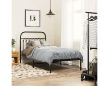 vidaXL Metal Bed Frame with Headboard Black 90x190 cm