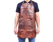 Pierre Cardin Professional Leather Apron Butcher Woodwork Hairdressing Barber Chef - Cognac