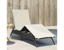 vidaXL Sun Lounger with Cushion Black Poly Rattan